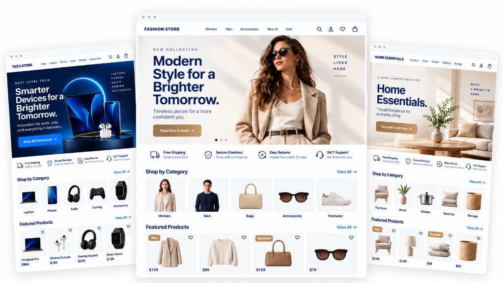 SAJ LAUNCH store templates for tech, fashion, and home essentials.