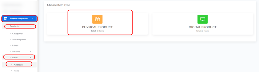 Add Physical Product, step 1